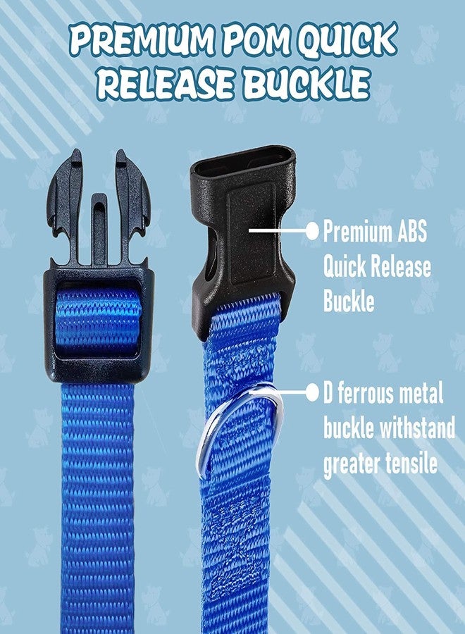 Pups&Pets Classic Dog Collar and Leash Set, Adjustable Nylon Collar with Leash for Small and Medium Dogs, Quick Release and Breathable Collar Set for Puppies (Blue Color) - Image 2